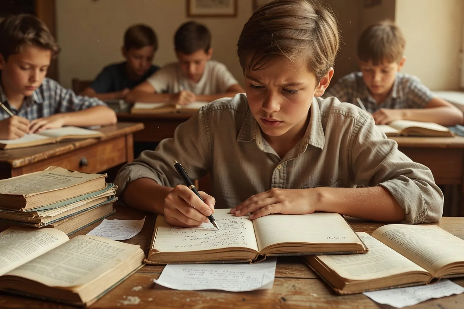 Manuels de russe et annales du bac sur un bureau d'adolescent