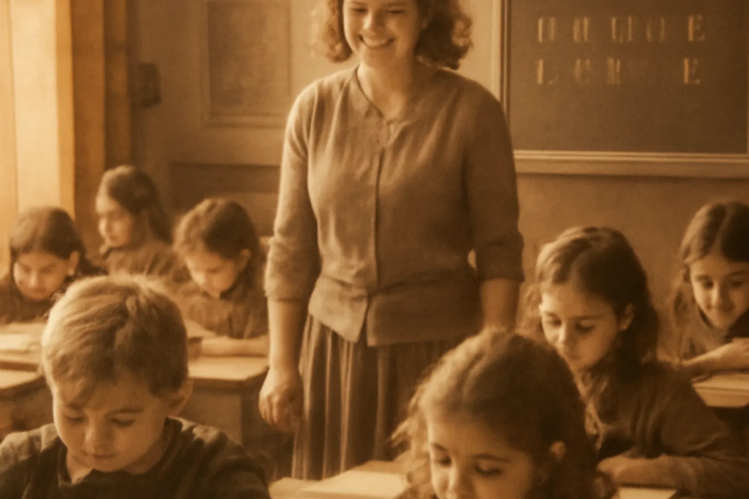 Salle de classe avec enfants en cours de russe le samedi matin